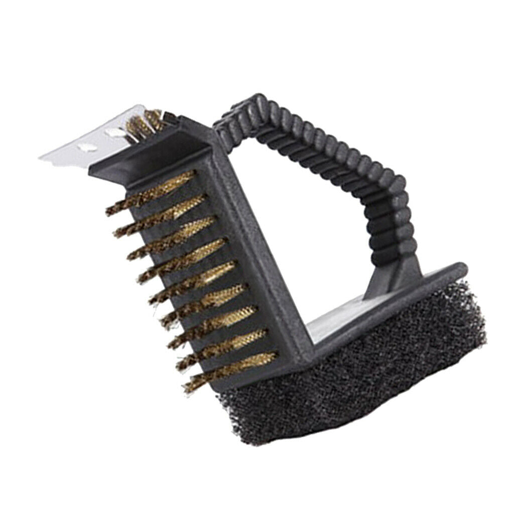 3-In-1 Barbecue BBQ Brush Tool Cleaning Brush Camping Grill Cleaner Scourer
