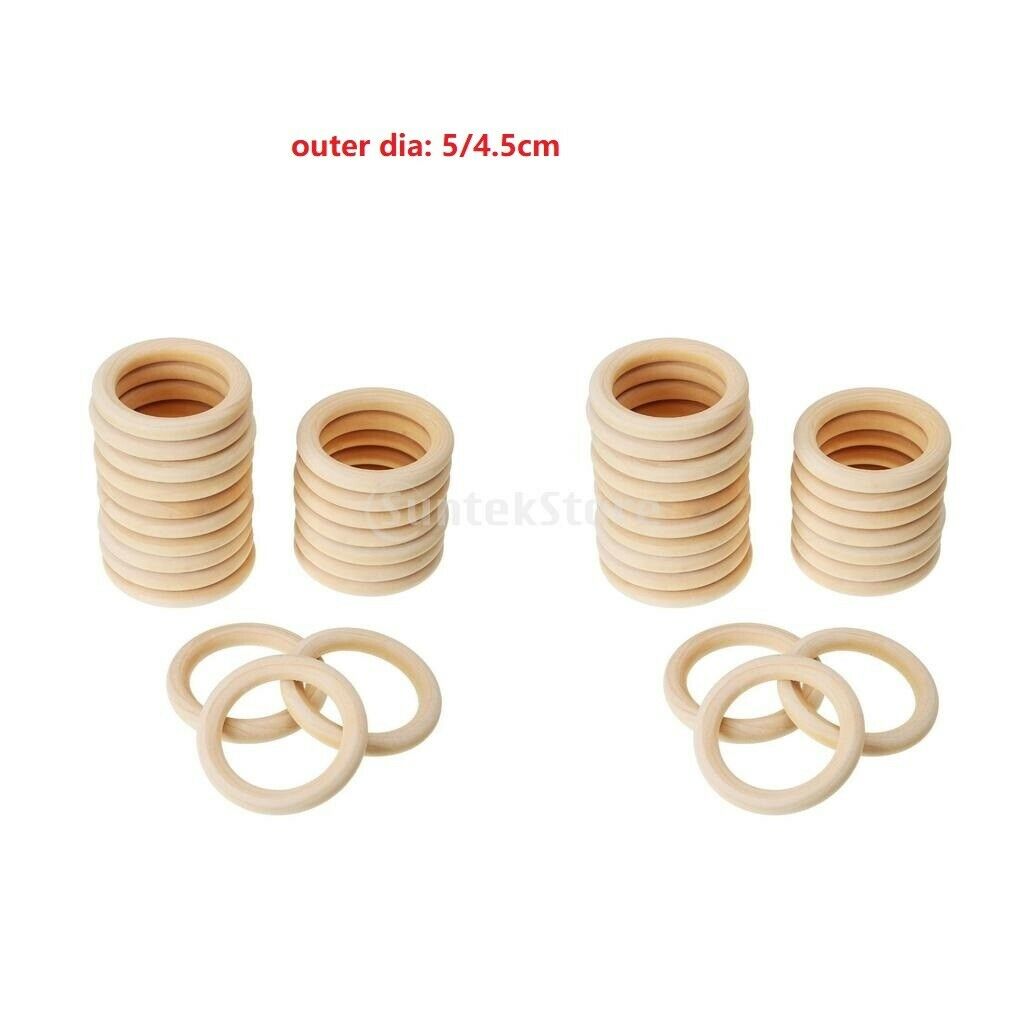 40pc Natural Wooden Teether Unfinished Baby Wood Toys DIY Handmade 50/45mm