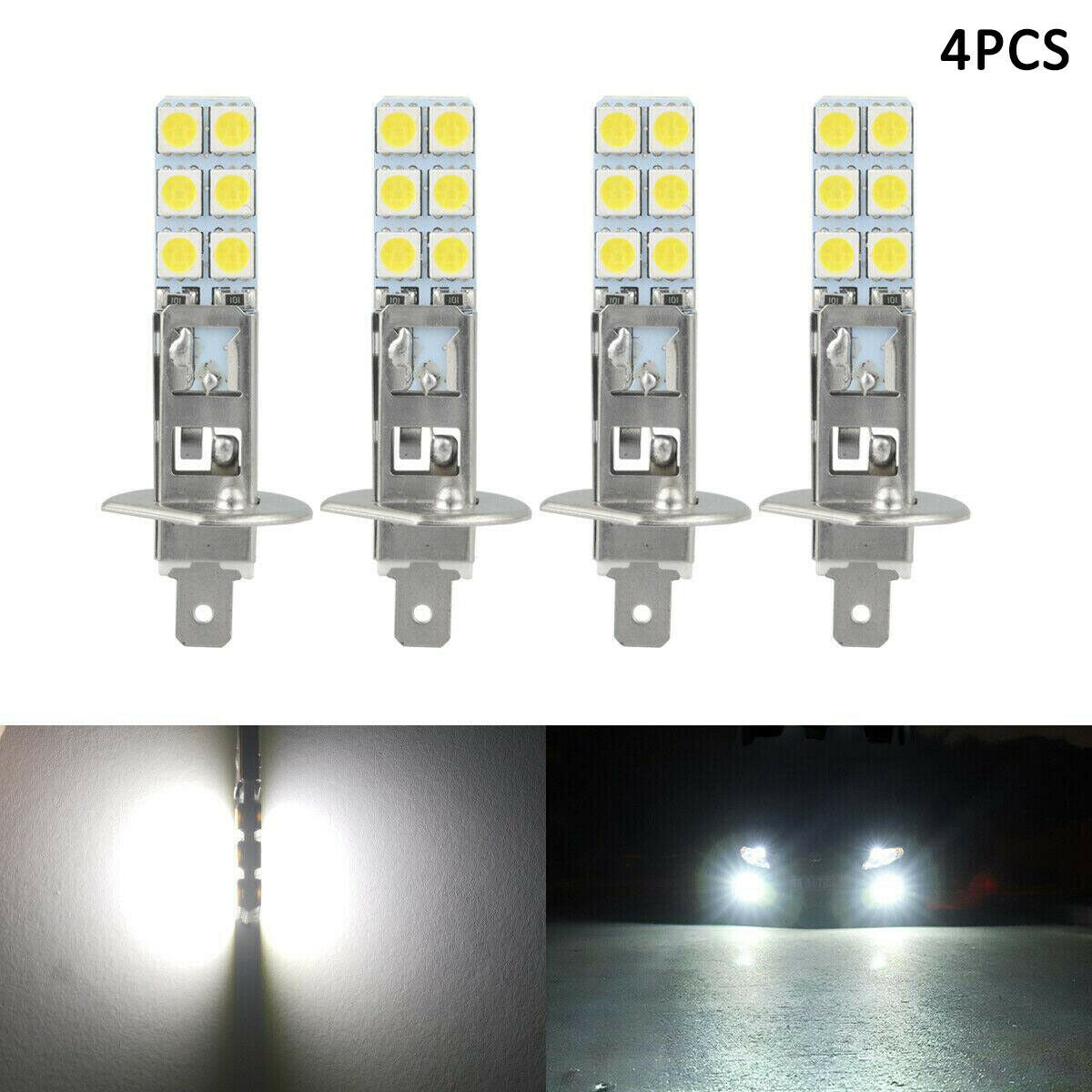 4pcs H1 6000K Super White SMD LED Headlight Bulbs Kit Driving Light Lamp US