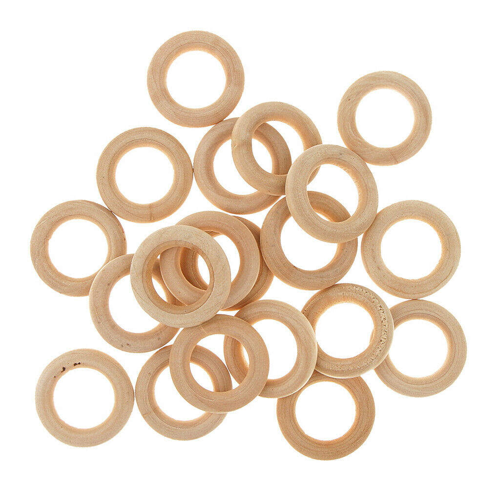 20x Wooden Linking Ring Natural Blank Wood Loop Craft Pendant Connector DIY 30mm