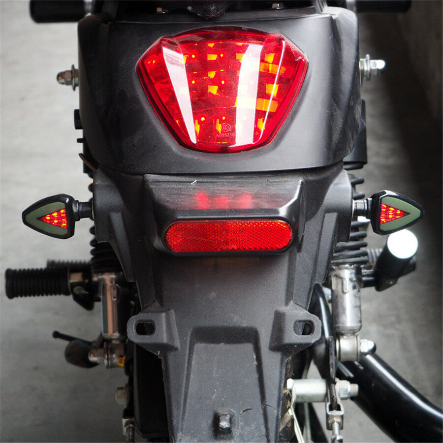 Pair Amber/Red Motorcycle LED Turn Signal Indicator Blinker Lamp Brake/DRL Light