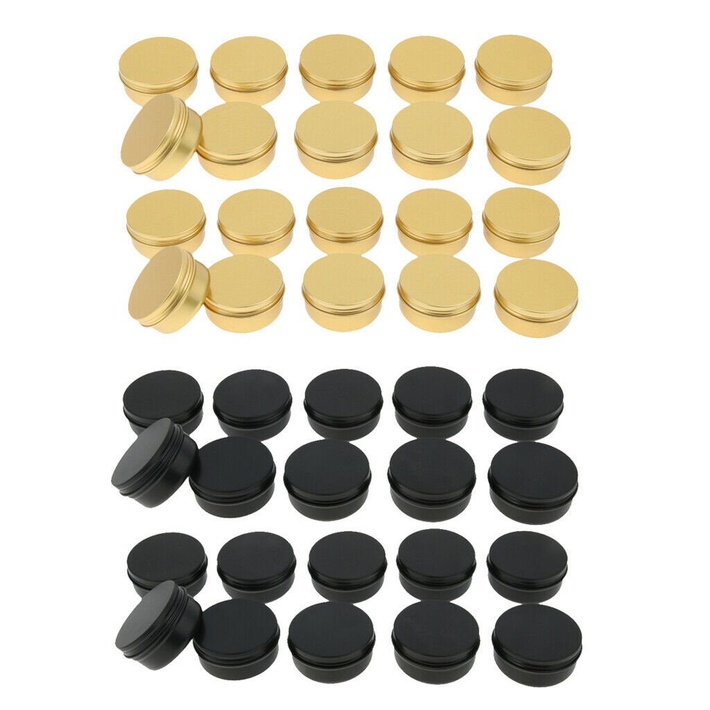 40x Metal Tin Jars Screw Top Cosmetic Container Food Candle Box with Lids
