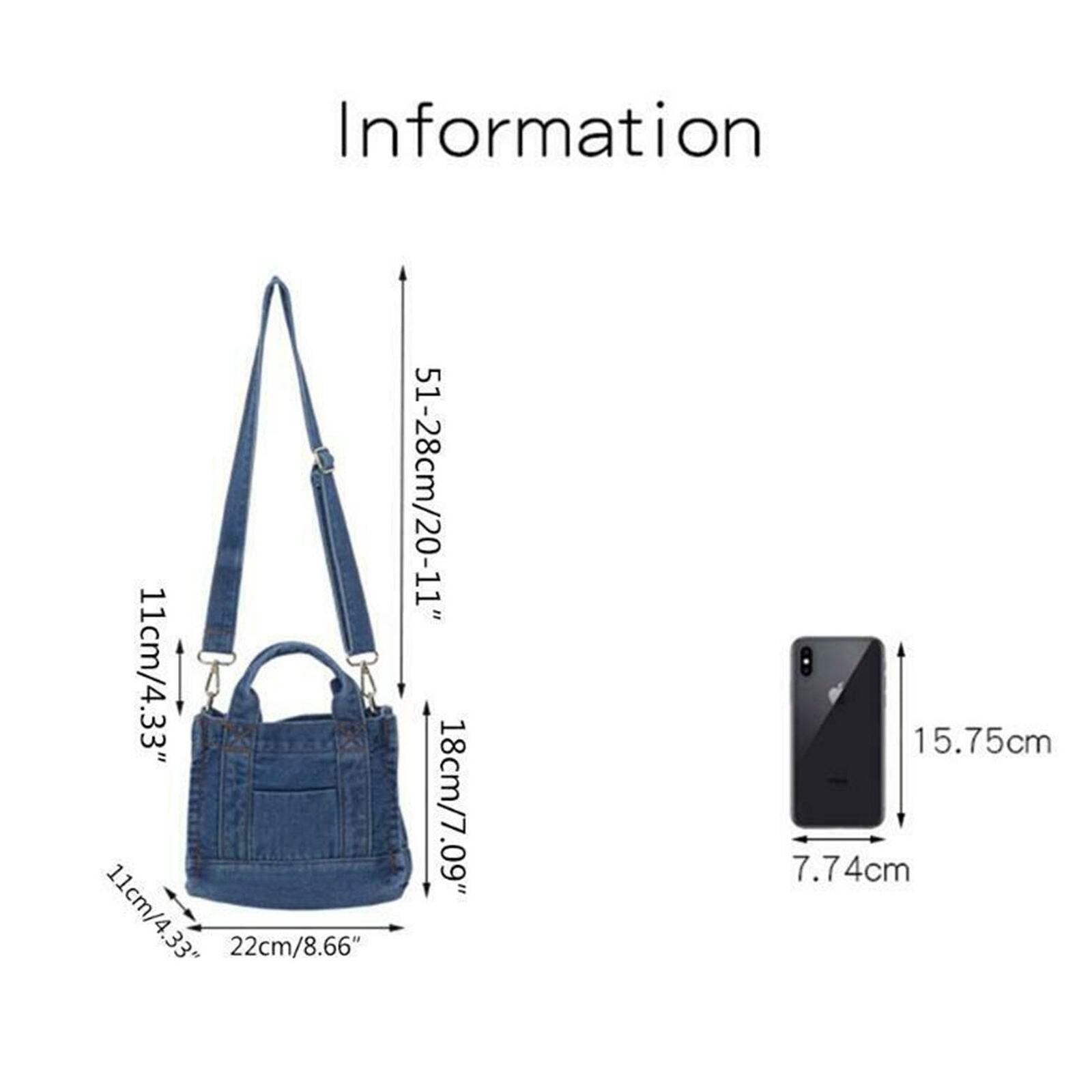 Women Denim Handbag Shoulder Lady Crossbody Bag Tote Messenger Satchel Purse
