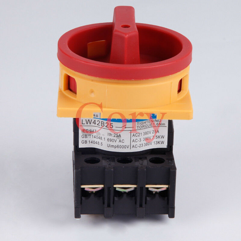 1pcs Cam Combination Changeover Switch 2 positions (ON-OFF) Locking AC 380V 25A