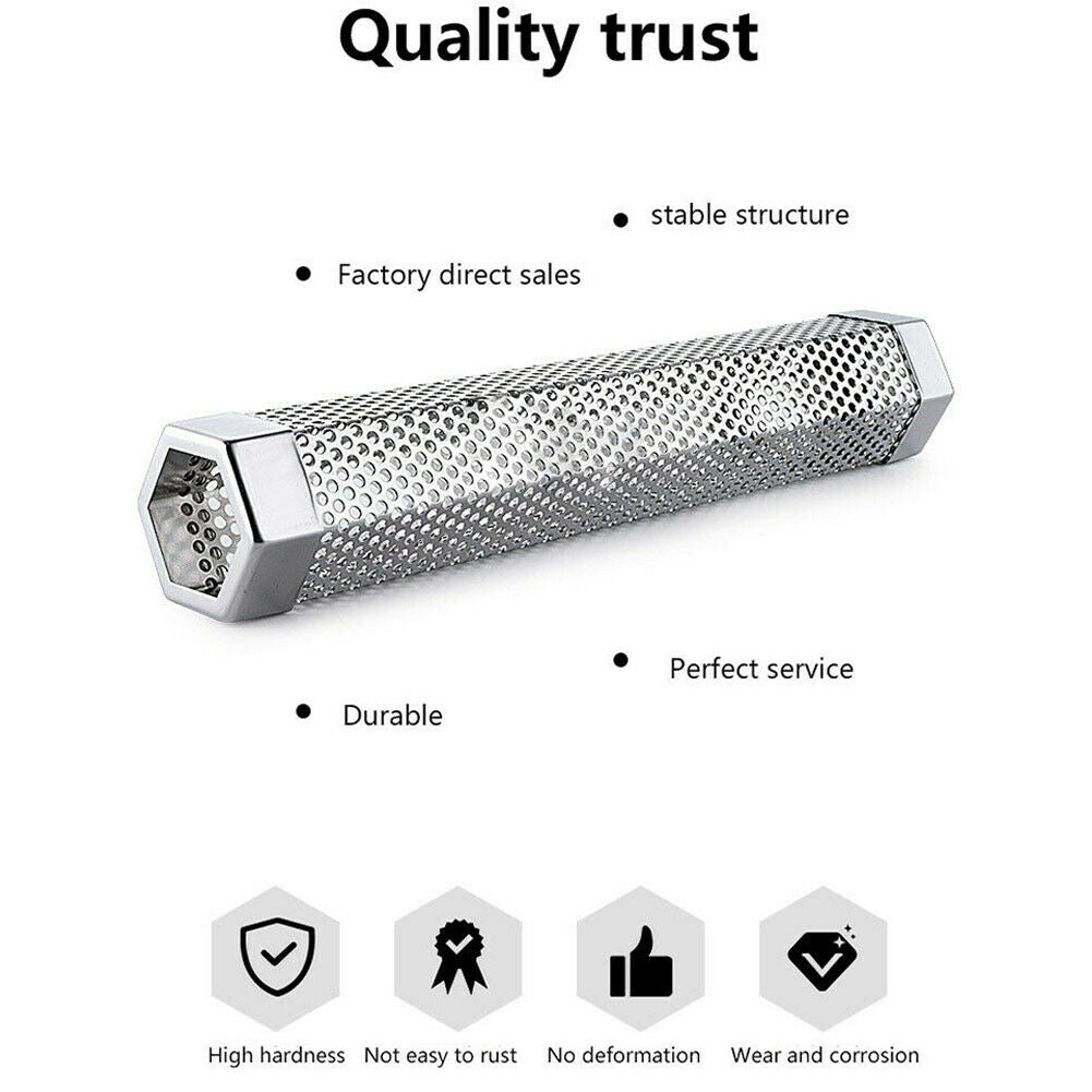 12" Stainless Steel Outdoor Wood Pellet Grilling Smoker Tubes Pipe BBQ Smoke Box