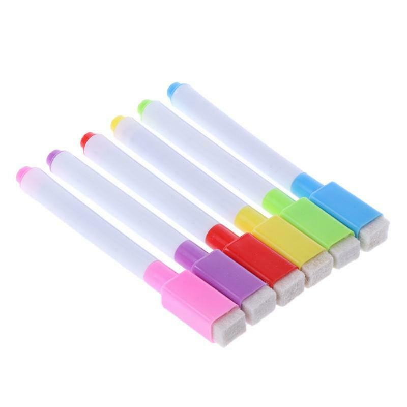 6Pcs/Set Whiteboard Erasable Marker Pen With Eraser School Supplies