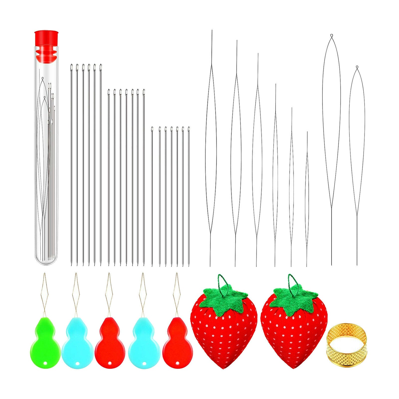 37Pcs Big Eye Beading Needles Thread Needles for Bracelets Jewelry Making