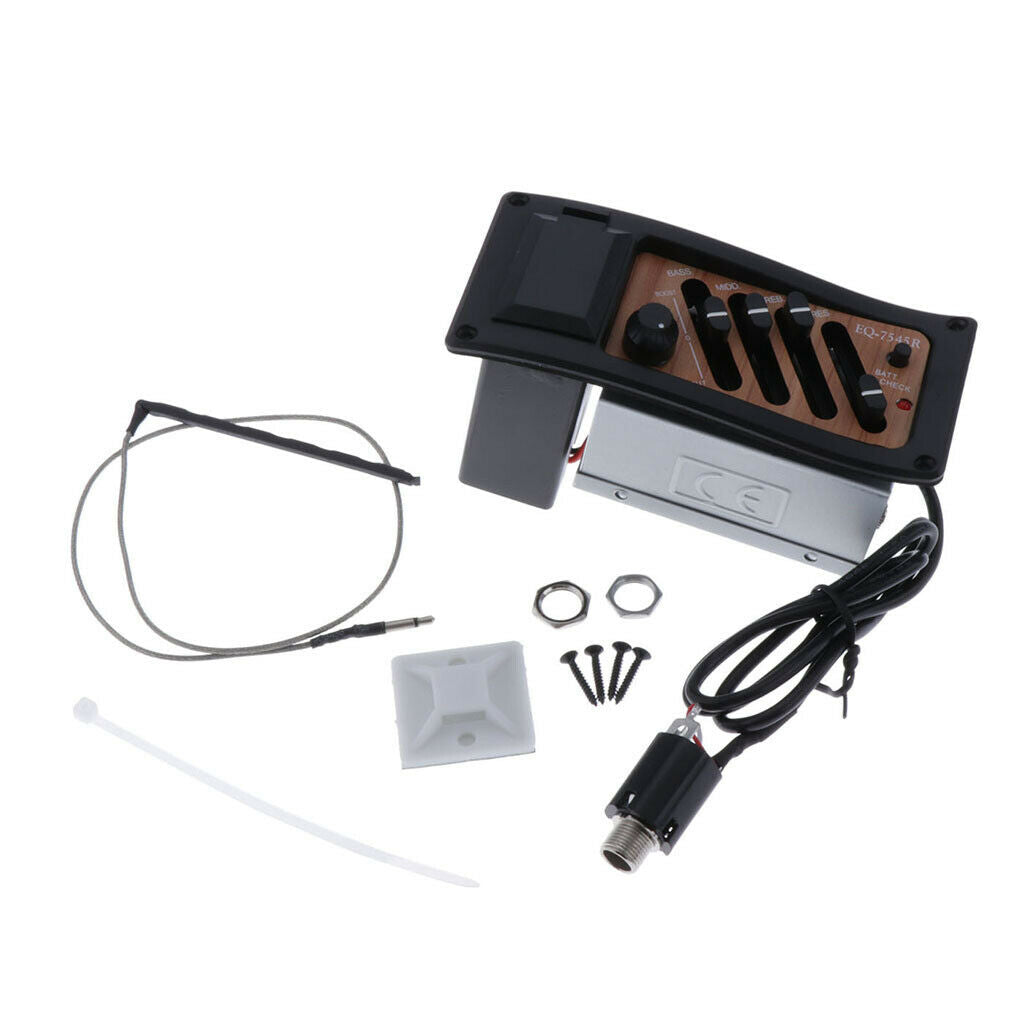 4 Band EQ Acoustic Guitars Preamp Piezo Pickup PRES Bass Middle Treble Control