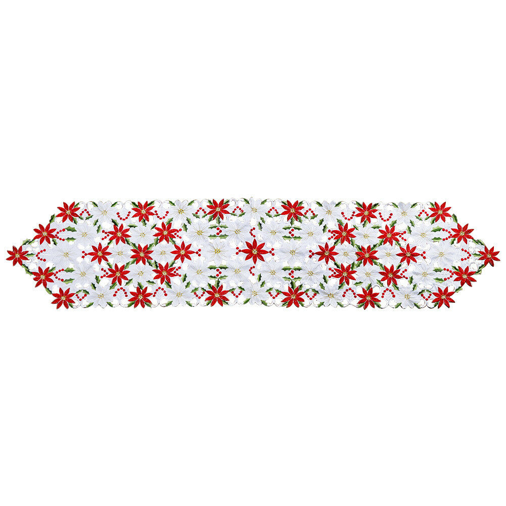 Embroidered Maple Leaves Table Runner Handmade Table Cover For Party
