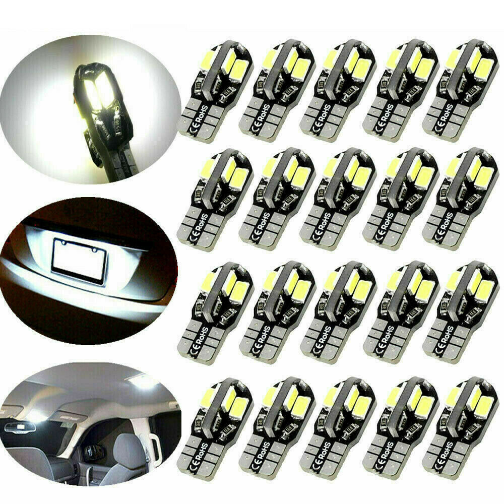 20Pcs T10 White 5730 8SMD LED 12V Car Side Wedge Light White Lamp Bulb Car Style