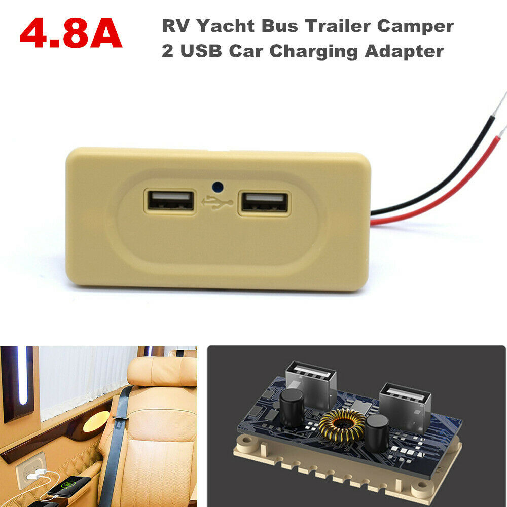4.8A RV Bus Double USB Car Charging Cell Mobile Phone Charger Adapter For Yacht