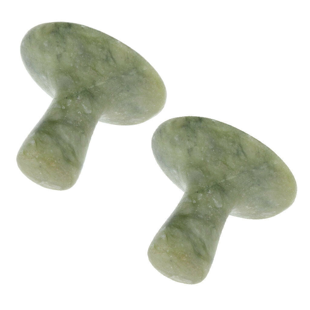 2x Mushroom Natural Jade Massage Stone Gua Sha Tool Set for Body Face Neck Foot
