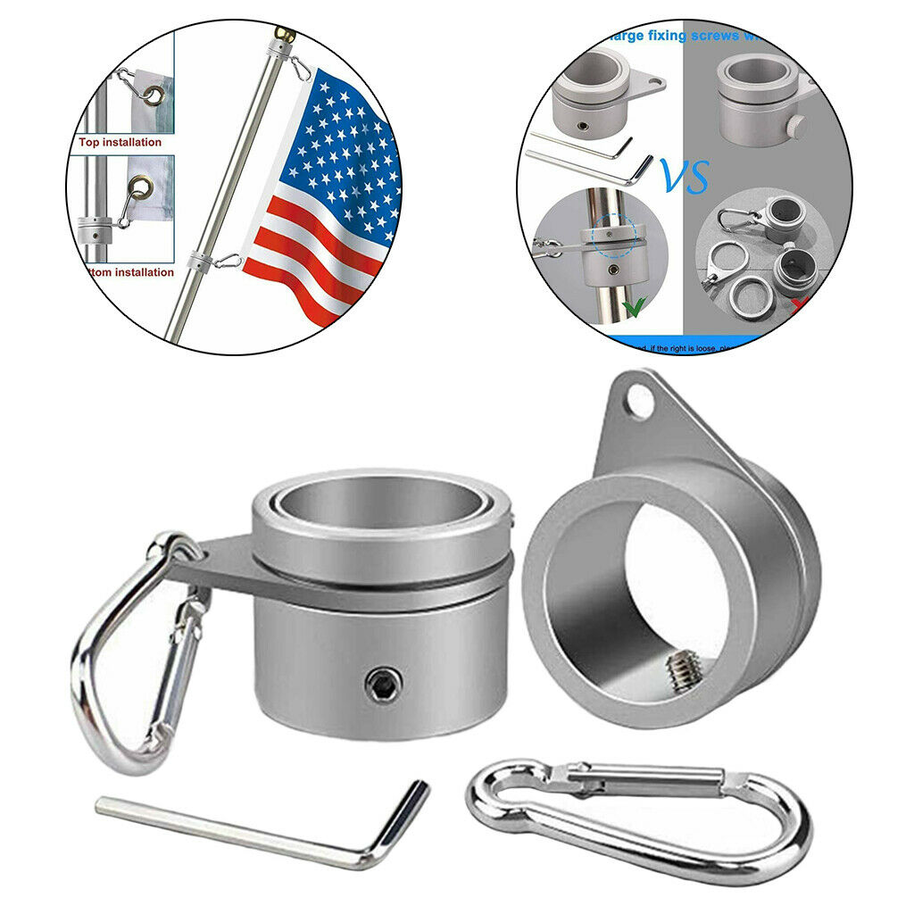 Aluminum Alloy Metal Flag Pole Rings Rotating Clamp Flag Pole Kit Swivels
