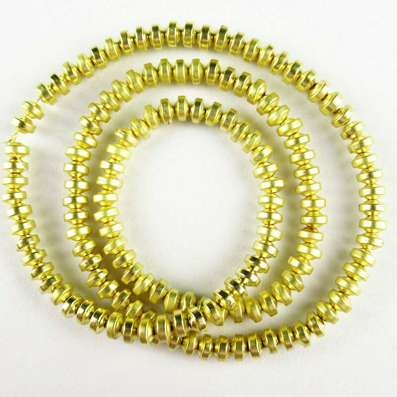 4x2mm Frosted Yellow Hematite Rondelle Pendant Loose Bead 15.5 " 18g A-465TS