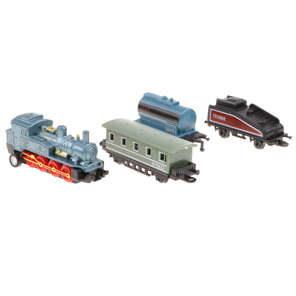 Blue Pull Back Train Set with Die-Cast Engine Locomotive Collectible