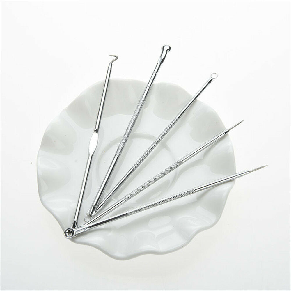 5pcs Blackhead Pimple Blemish Comedone Acne Extractor Remover Tool Kit Set PRO