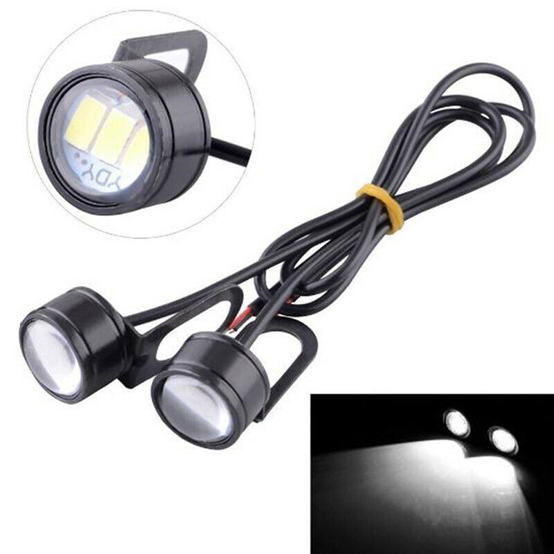 2Pcs 12V Motorcycle Rearview Mirror Decor Eagle Eye 3 LED Conatant Bright.l8