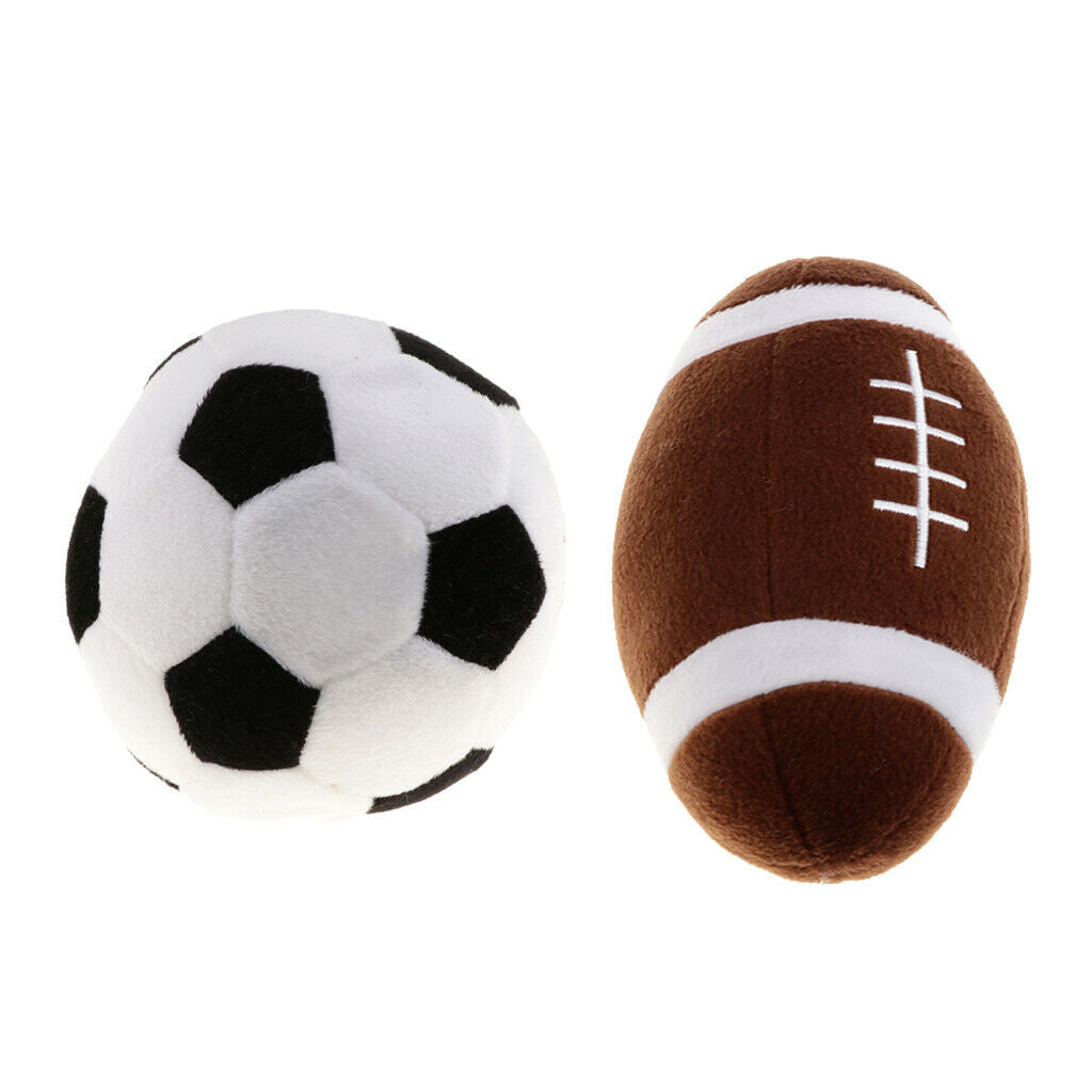 Pack of 2 Soft Stuffed Sport Ball Rugby Football Baby Plush Non-toxic Set