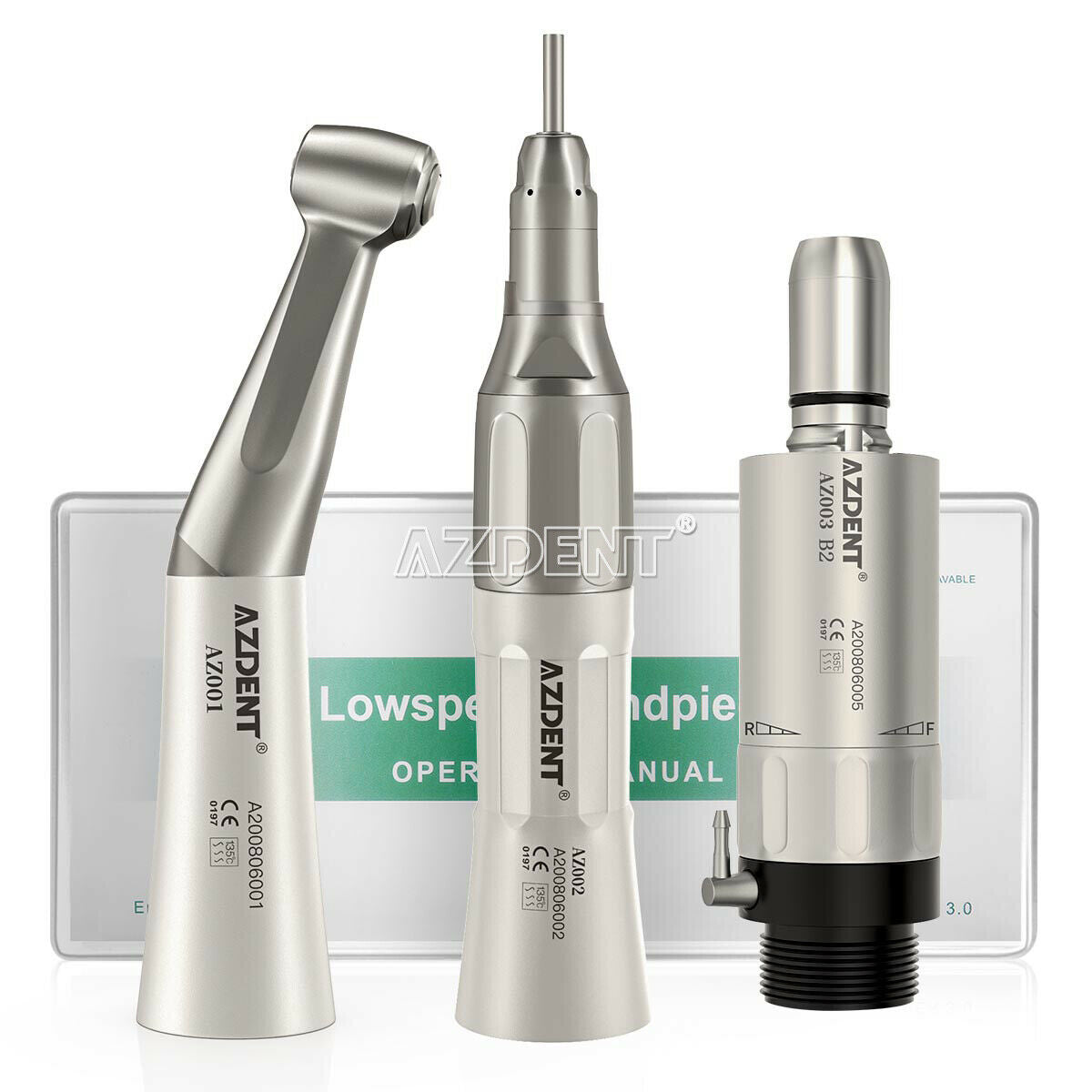 3 Kits Dental Contra Angle Straight Air Motor Low Speed Handpiece Kit FX 2 Holes