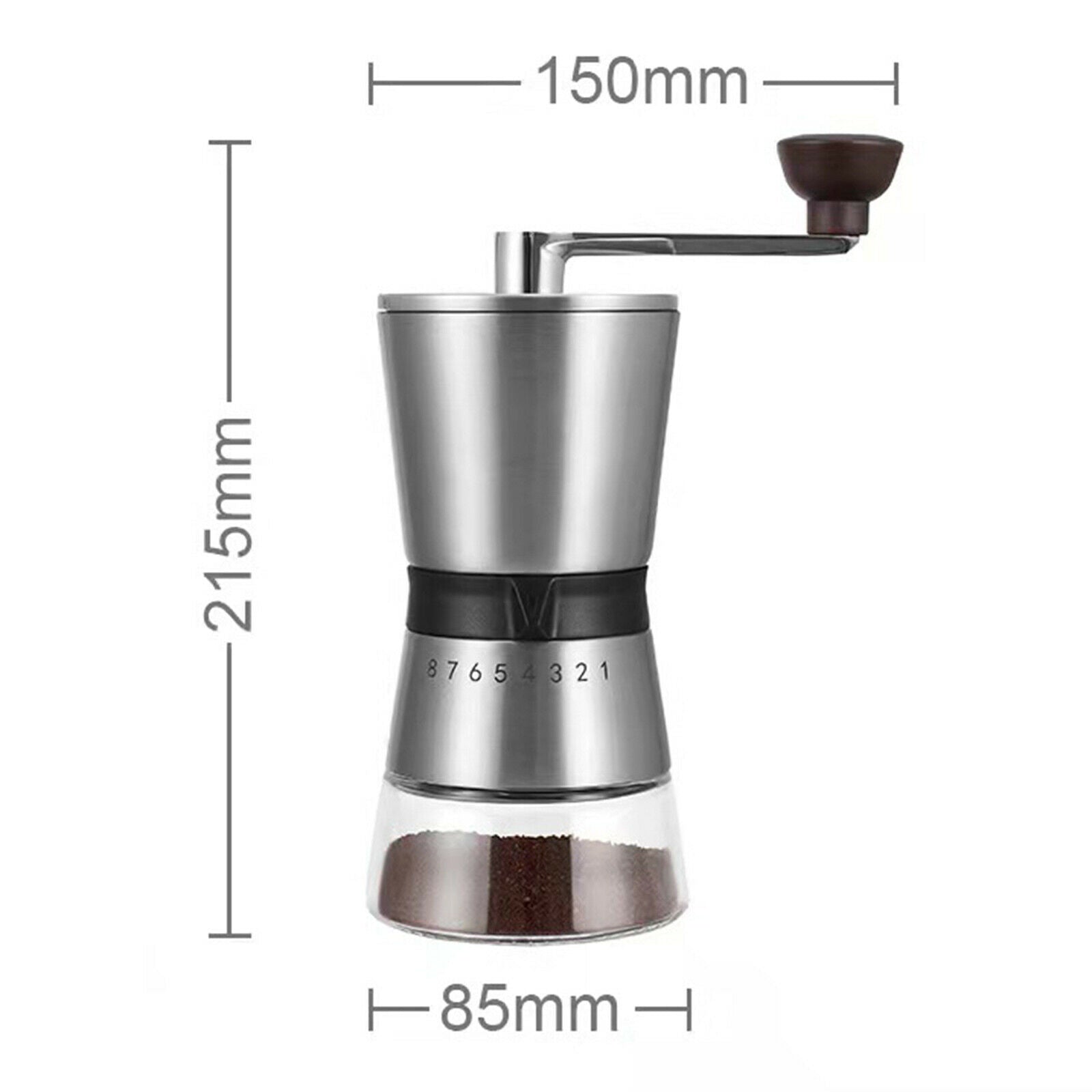 Long-lasting manual coffee grinder with adjustable 8 levels for Espresso Home