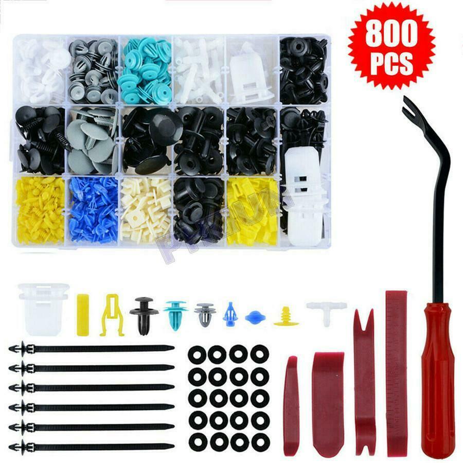 Car Truck Door Bumper Panel Fender Push Rivet Fastener Clips w/ Remove Tool Kit