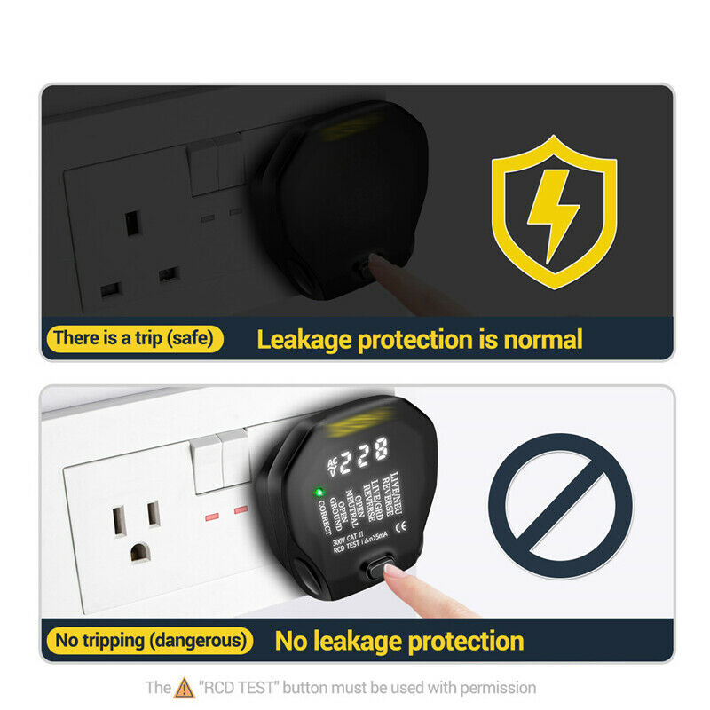 Socket Voltage Tester Electrical Wiring Screen Fault Test for US Plug 90V~250V