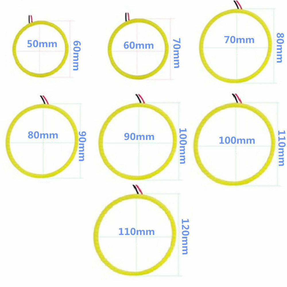 60LED 70mm Universal Auto COB Angel Eyes Warning Headlight Halo Ring Drving Lamp