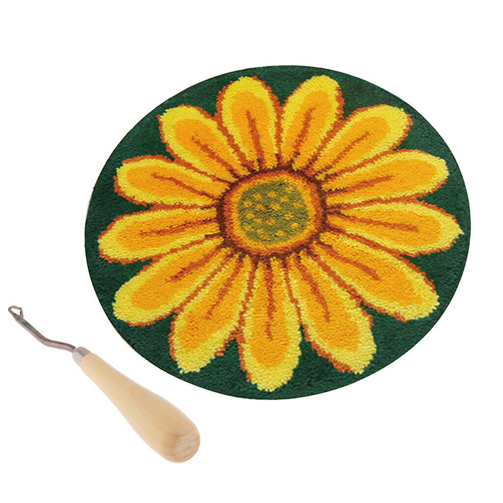 Sunflower Latch Hook Craft Kits for Woman Lady W/ Wood Crochet Needle Embroidery