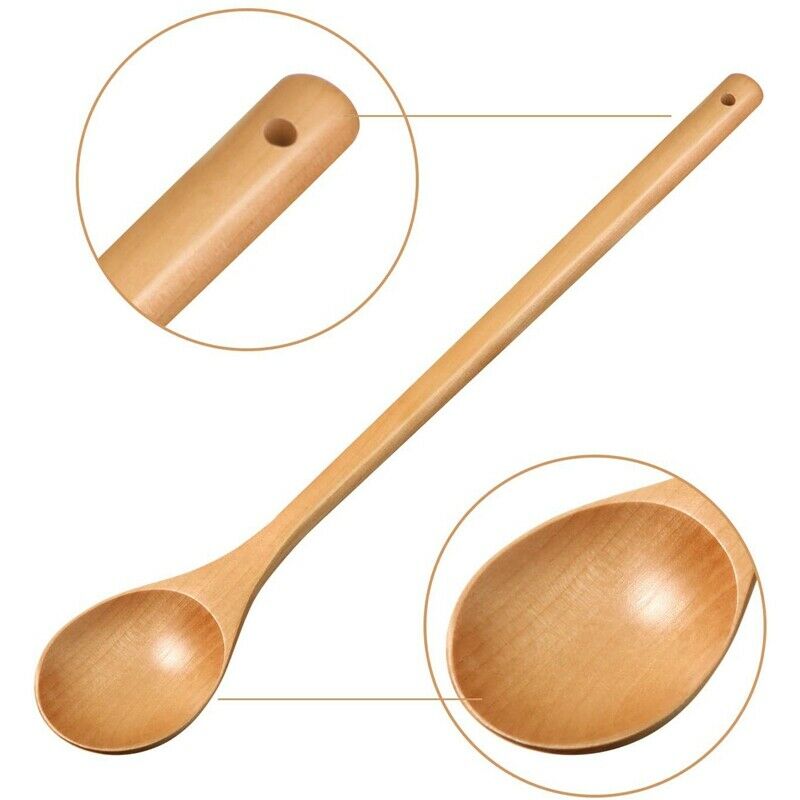 Wood Mixing Spoon,Long Handle Wooden Spoons Wood Soup Spoons Cooking Spoon  O5O9
