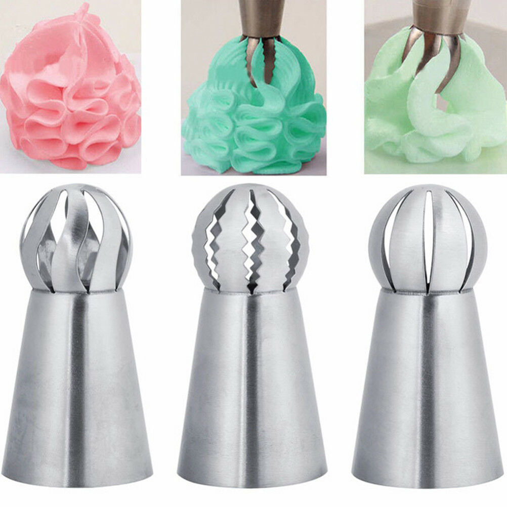 3pcs russian flower icing piping nozzles tips pastry cake diy baking too.l8