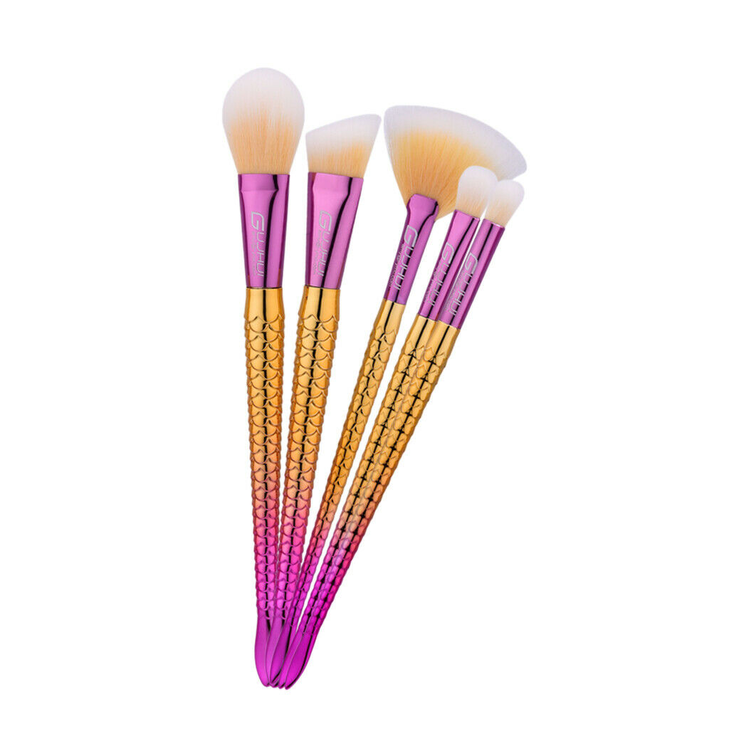 5 Pieces Beauty Mermaid Make Up Brushes Powder Foundation Eyebrow Blush Tool