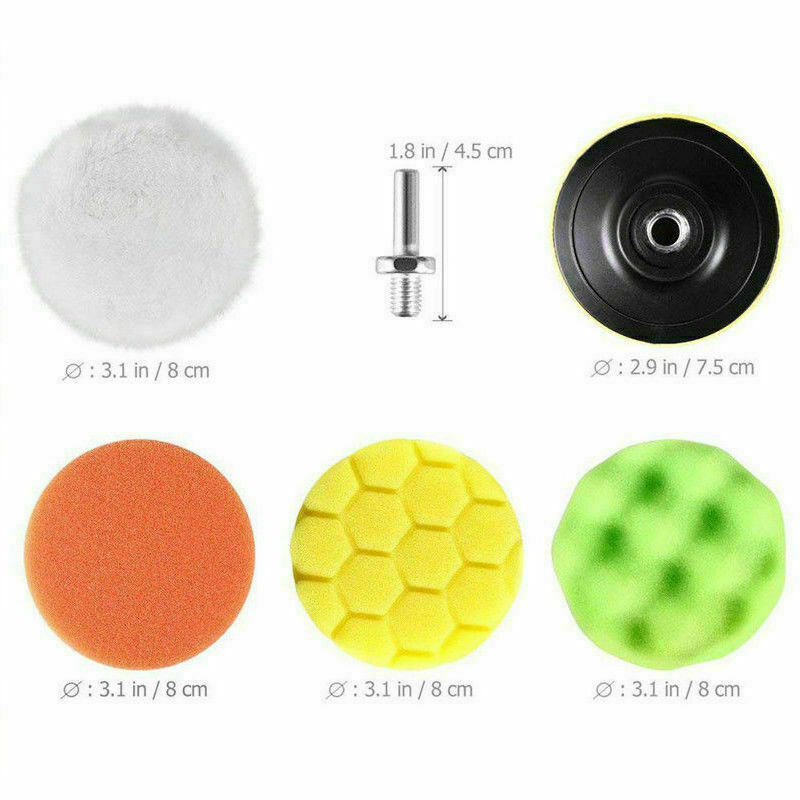 31Pcs 3 inch Buffing Polishing Pads for Drill Adapter Car Auto Waxing Sponge Pad