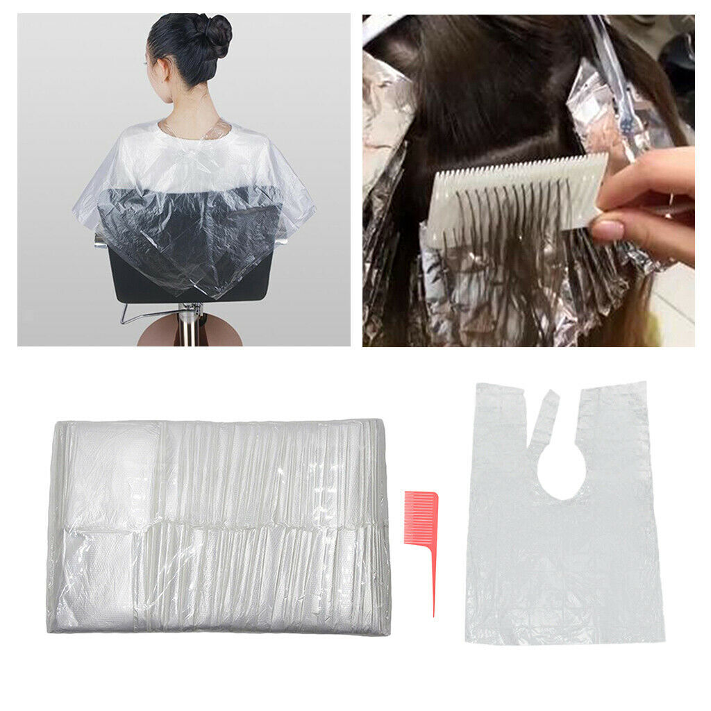 100x Disposable Hair Cutting Capes Gowns Salon Cloth Apron + Highlight Comb