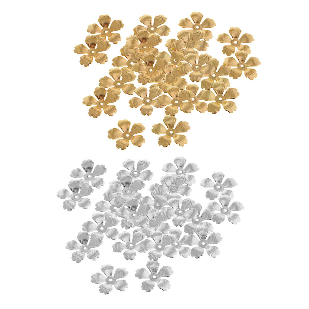30 Pcs Golden Flower Spacer End Bead Caps Charms 32mm DIY Jewelry Making
