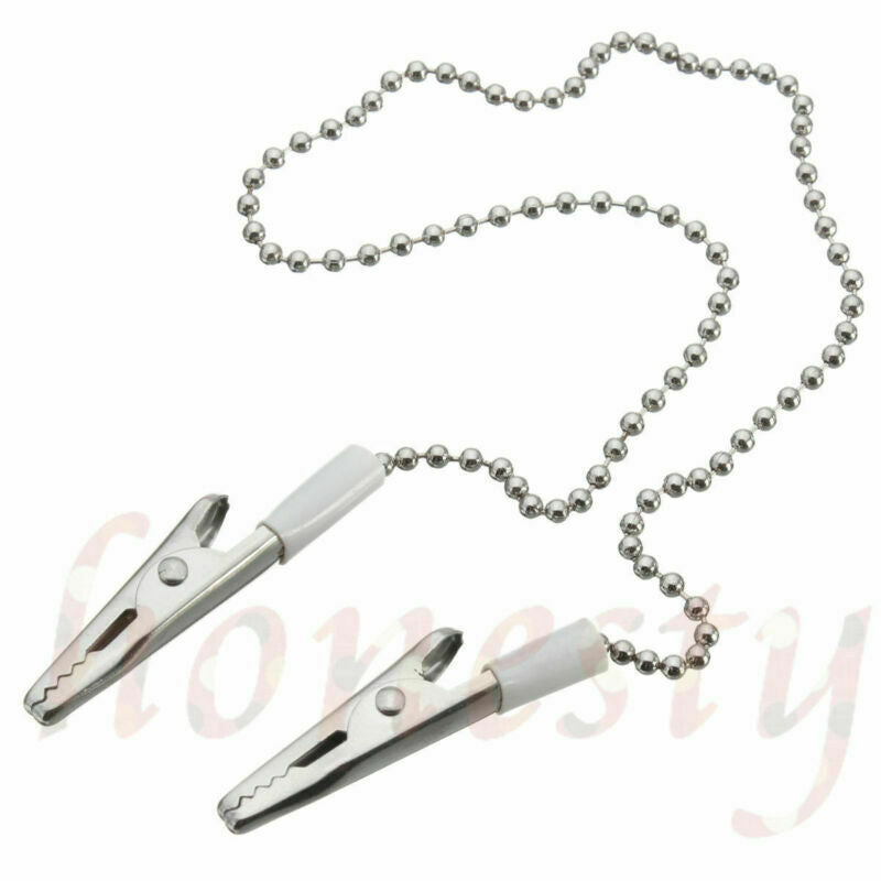 2pcs Napkin Holder Dental Lab Bib Crocodile Clip Flexible Metal Ball Chain