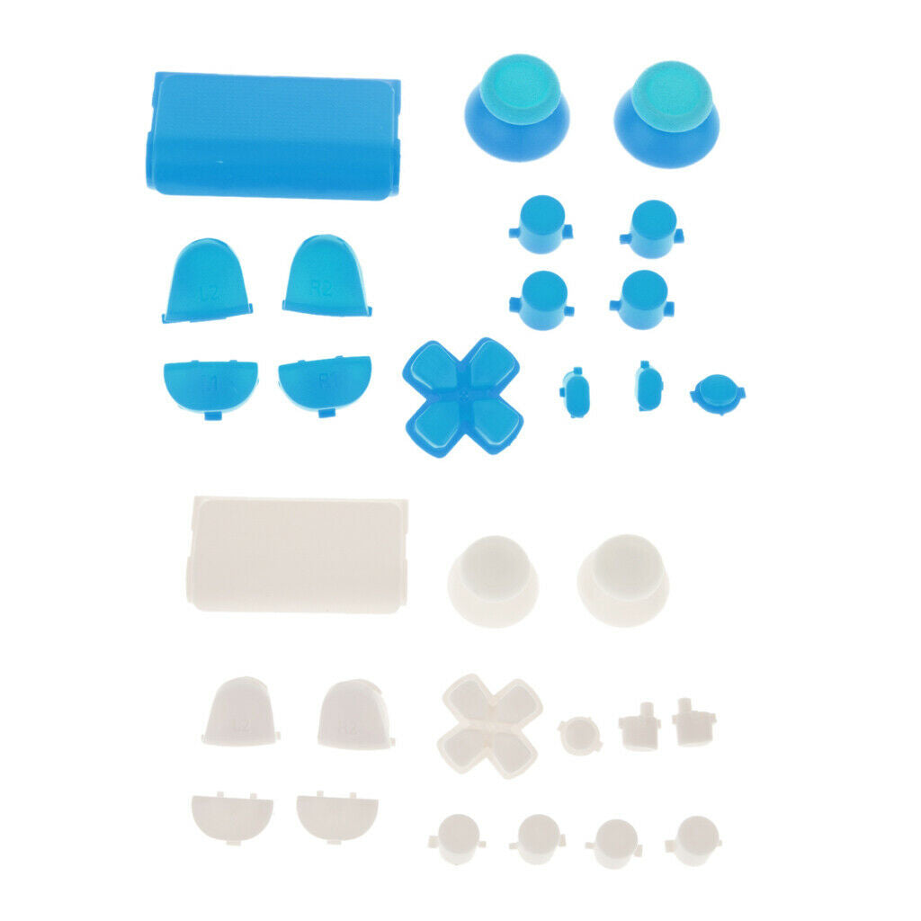 2 Set L2 R2 L1 R1 Grip Caps Buttons for Sony PS4 Controller Light Blue+White