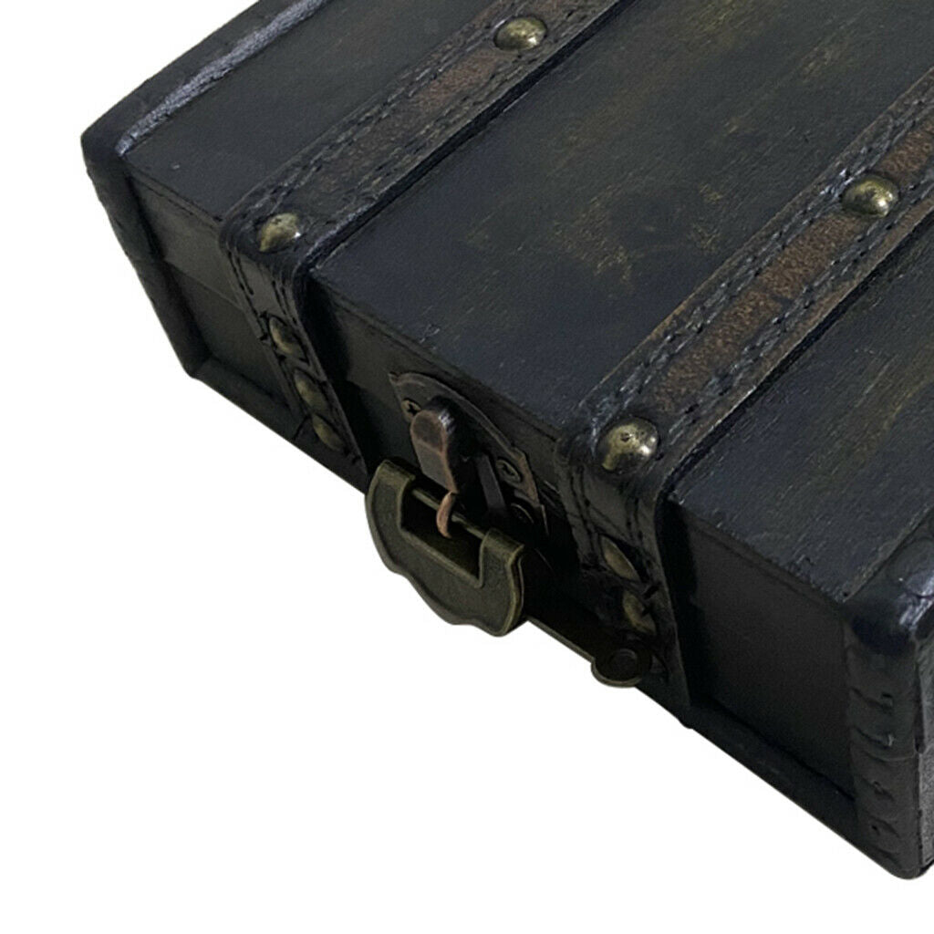 Wood Treasure Chest Trunk Collectible Trinket Lock Storage Case 6.10x4.72x2.36''