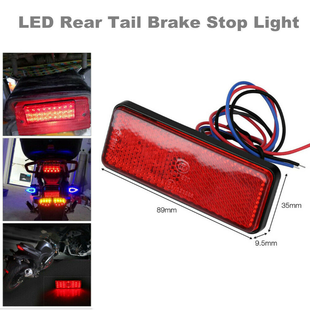 1PCS Car Trucks Motorcycle Red Rectangle LED Reflector Tail Brake Stop Light Kit