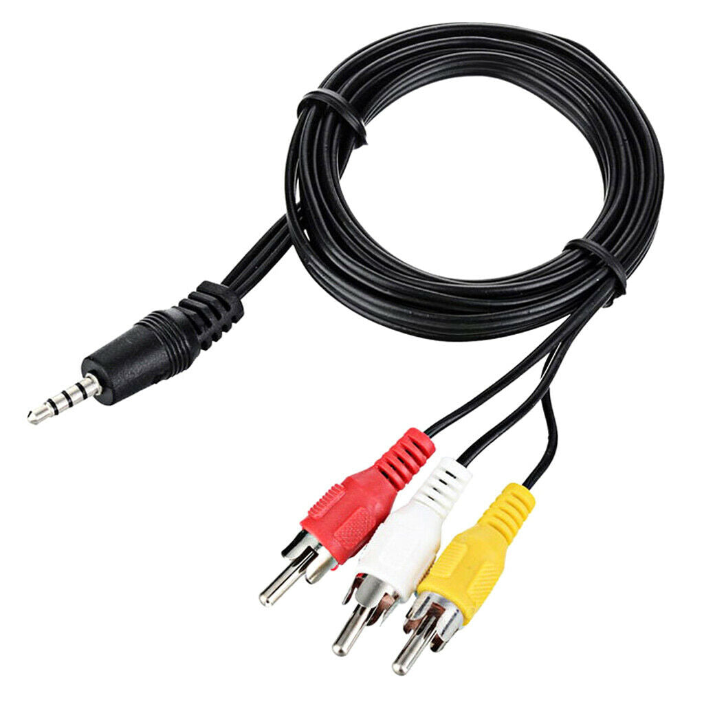 3.5mm To 3 RCA AV A/V Audio Video TV Cable Cord For   DSLR Camera DV