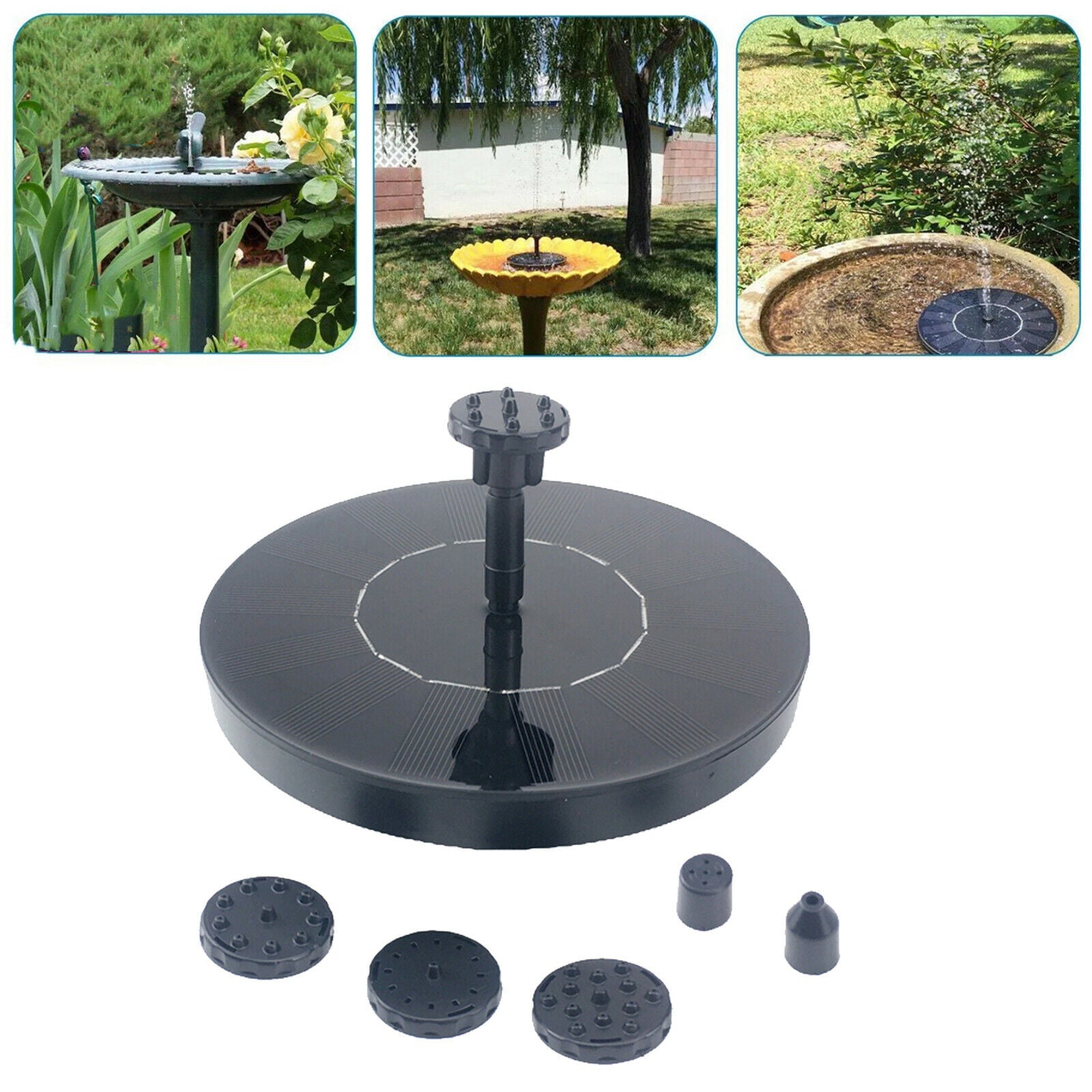Solar Power Fountain Bird Bath Water Pump Floating Garden Pond Decoration