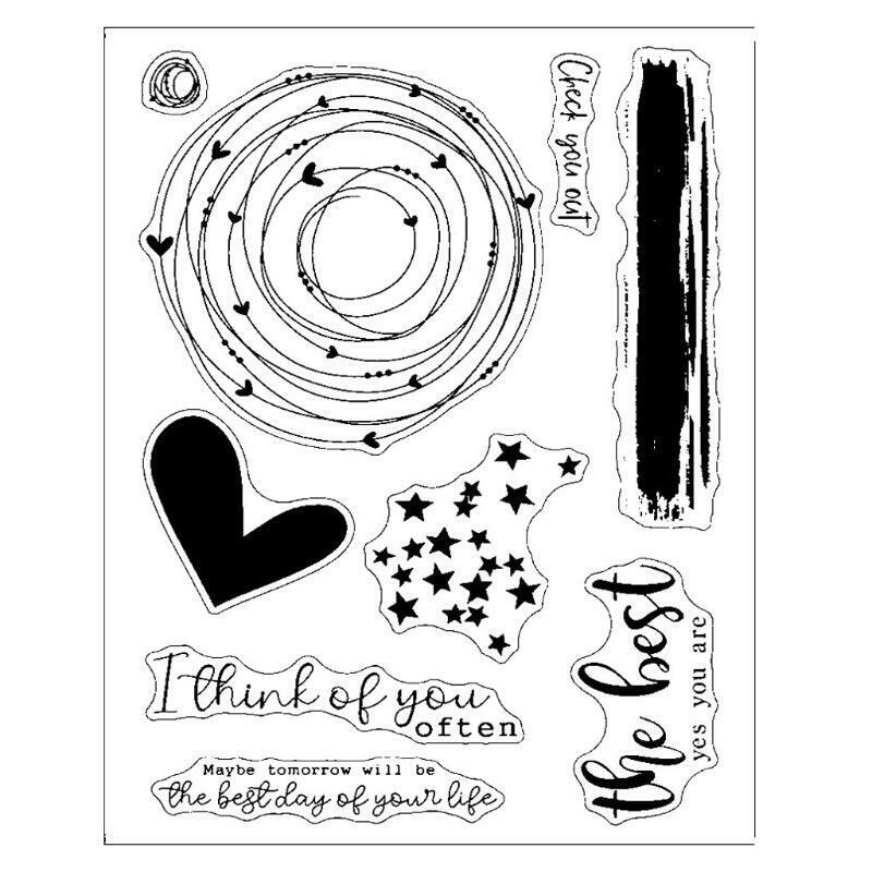 Stars Heart Shape Wishes Lettering Clear Stamps Elegant Card Making Stamps DIY