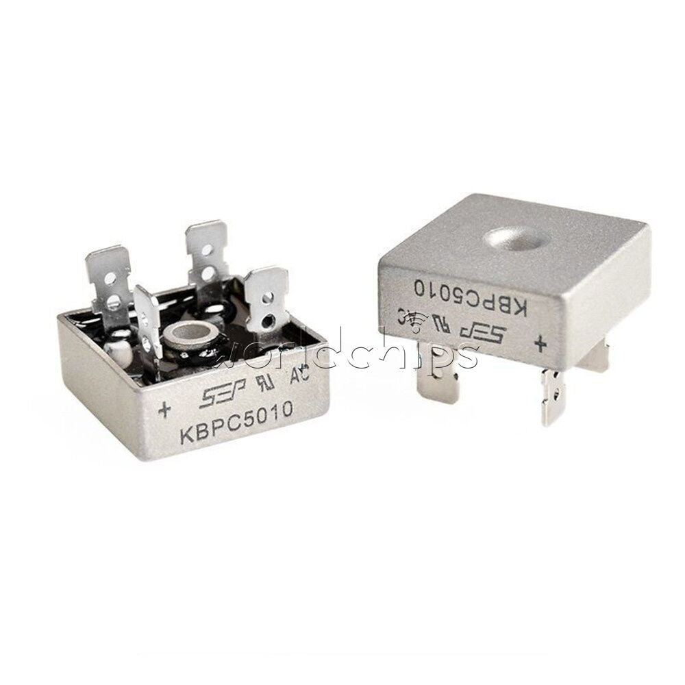 5PCS 250A 1000V Metal Case Single Phases Diode Bridge Rectifier KBPC5010 WC