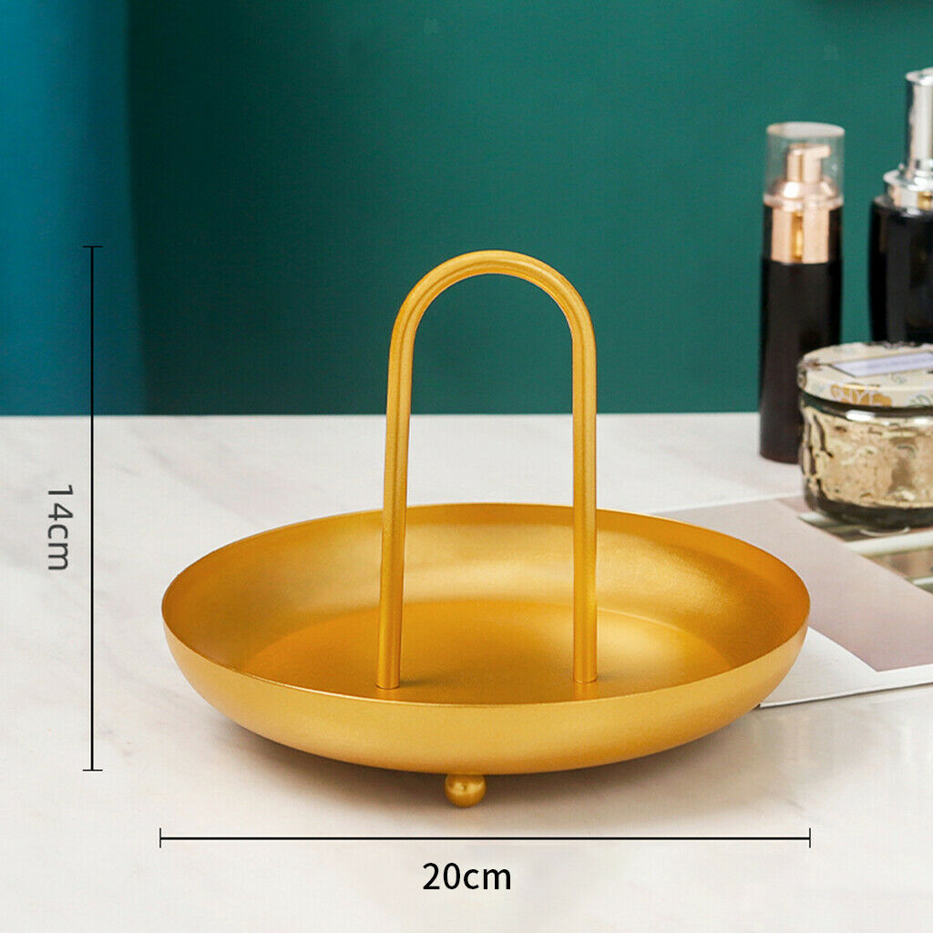 Round Jewelry Tray Trinket Plate Serving Tray Vanity Party Decoration Gift