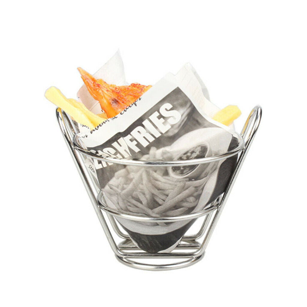 Chip Baskets Snack Holder Cone Stand Fries Serving Basket Stainless Kitchen