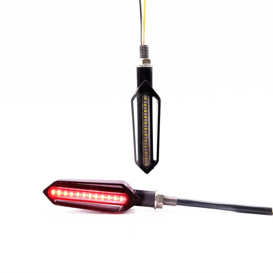 4Pcs Flowing LED Motorcycle Turn Signal Indicator Lights Rear Flasher Brake Lamp