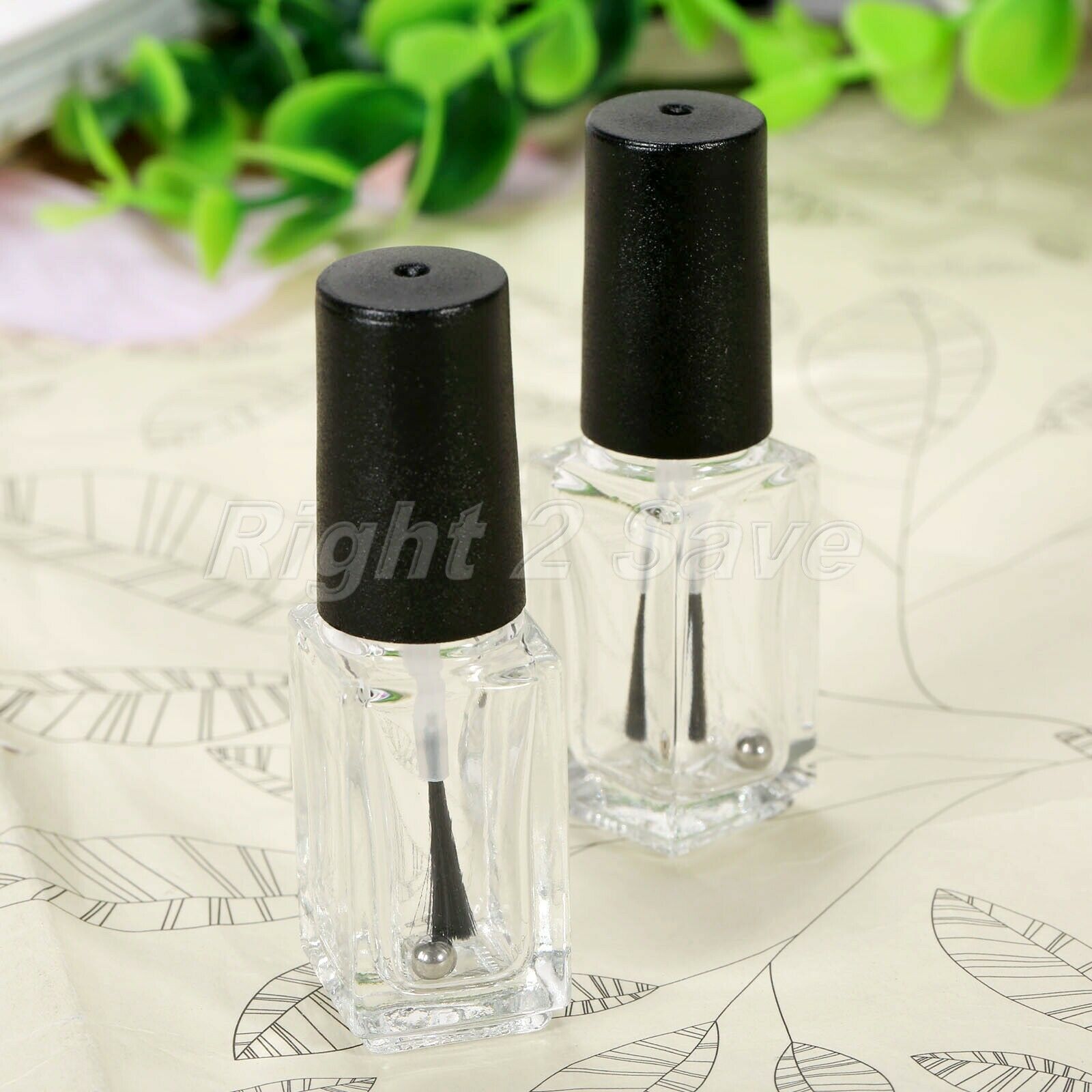 5ml Empty Clear Glass Nail Polish Bottles Square Shape Refillable Containers