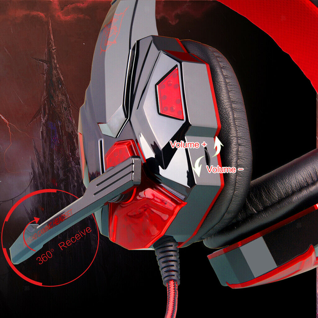 3.5mm Gaming Headphones Stereo Over-Ear Headset Bass Bass Mic Earphone
