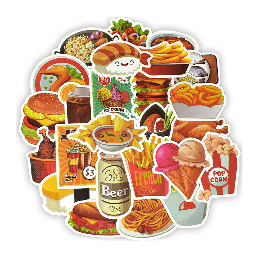 50X Creative colorful food drinks coffee home stickers DIY scrapbook album decor