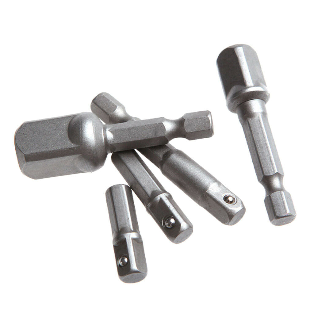 5 Pack Socket Bit Adapter Hex Handle Impact Driver Sleeve Conversion Bars