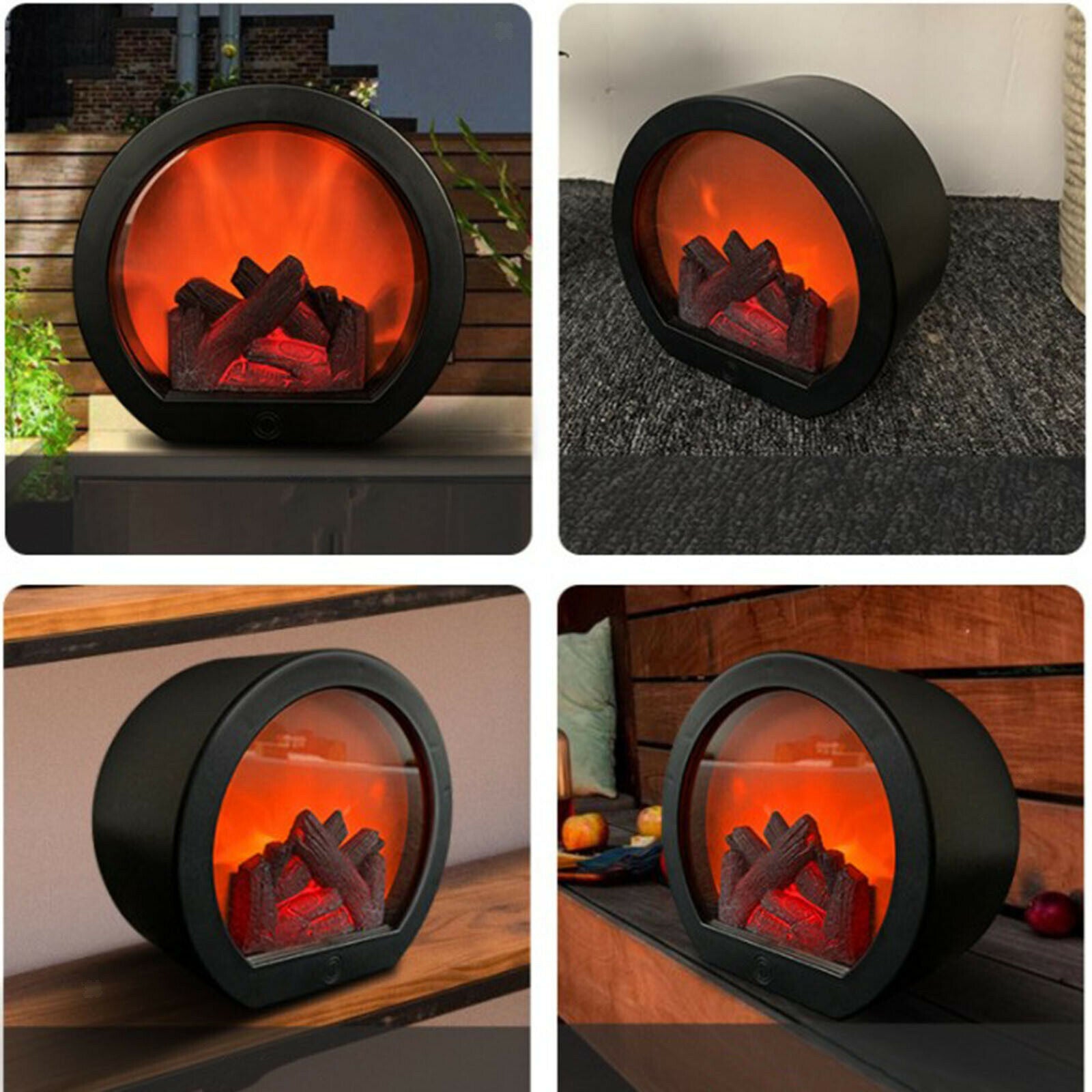 Realistic Flickering Flame LED Light Table Night Lamp Home Office Decoration